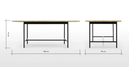 Mesa de Comedor Aphra – Madera de Mango Clara y Negro