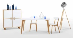 Mesa de Comedor Rectangular Fjord – Roble y Blanco