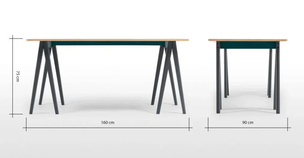 Mesa de Comedor Rectangular Hurst – Roble y Gris