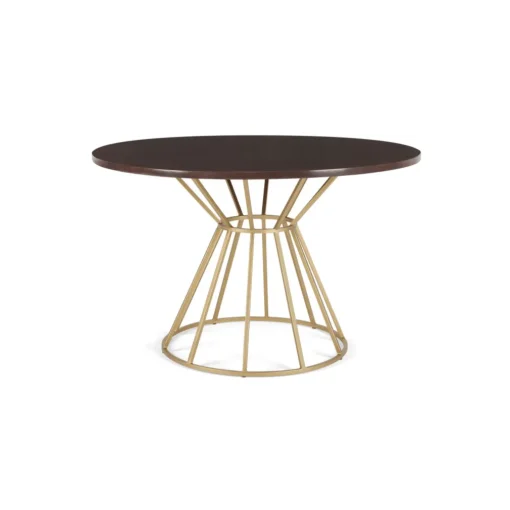 Mesa de Comedor Redonda Khalida – Madera de Mango Oscura y Metal