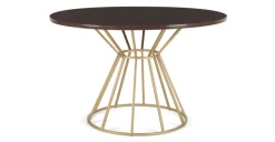 Mesa de Comedor Redonda Khalida – Madera de Mango Oscura y Metal