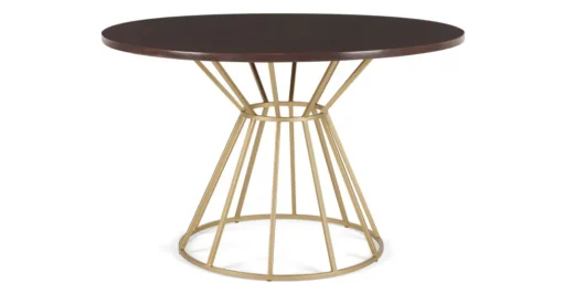Mesa de Comedor Redonda Khalida – Madera de Mango Oscura y Metal