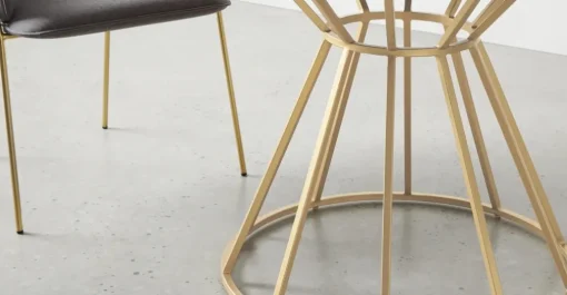 Mesa de Comedor Redonda Khalida – Madera de Mango Oscura y Metal