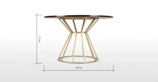 Mesa de Comedor Redonda Khalida – Madera de Mango Oscura y Metal