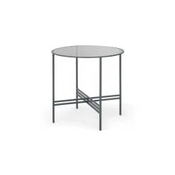 Mesa de Comedor Redonda Poppy – Metal y Cristal Ahumado
