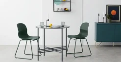 Mesa de Comedor Redonda Poppy – Metal y Cristal Ahumado
