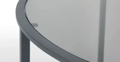 Mesa de Comedor Redonda Poppy – Metal y Cristal Ahumado