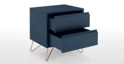 Mesa de Noche Elona – Azul Oscuro y Cobre