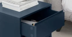 Mesa de Noche Elona – Azul Oscuro y Cobre