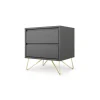 Mesa de Noche Elona – Gris Carbón y Acero Inoxidable