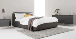 Mesa de Noche Elona – Gris Carbón y Acero Inoxidable