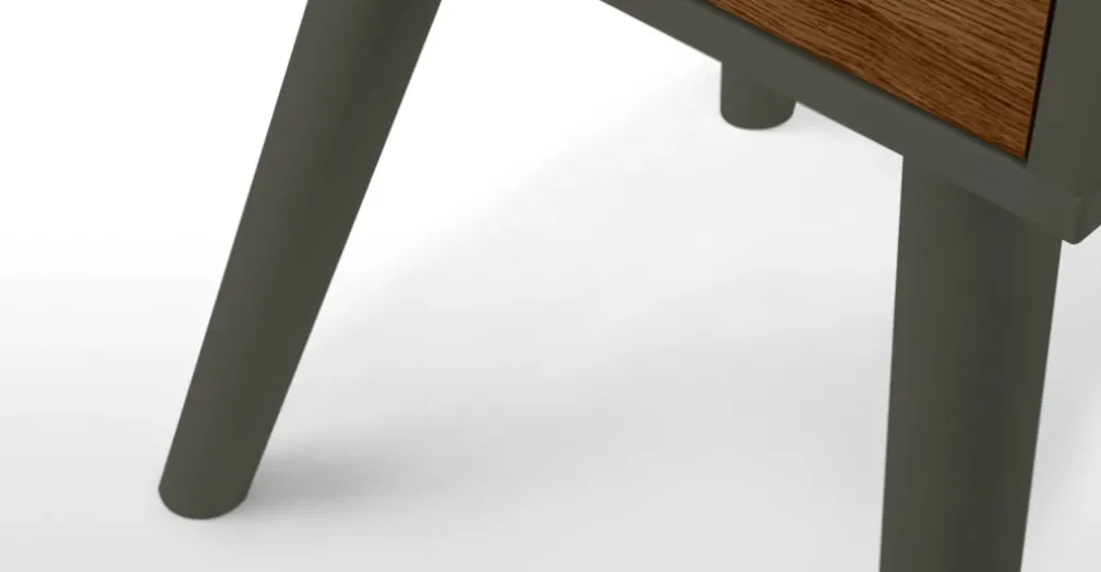 Mesa de noche Larsen – Nogal y acabado gris