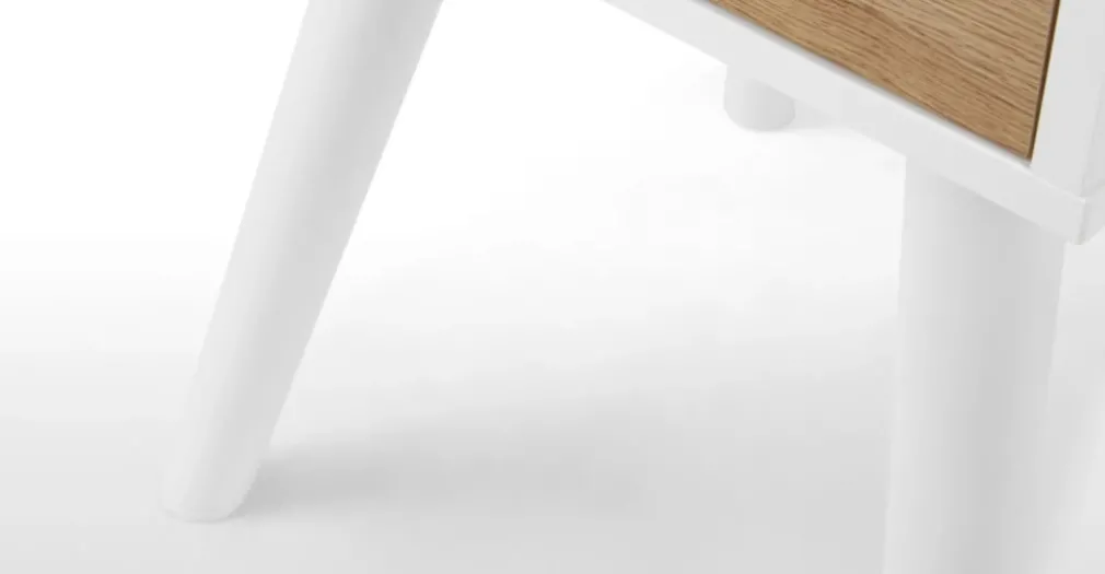 Mesa de noche Larsen – Roble y blanco