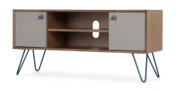 Mueble multimedia ancho Dotty – Roble oscuro y gris
