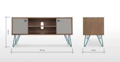 Mueble multimedia ancho Dotty – Roble oscuro y gris