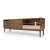 Mueble multimedia Campton – Roble oscuro y gris
