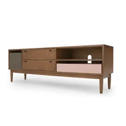 Mueble multimedia Campton – Roble oscuro y gris