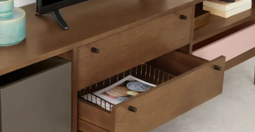 Mueble multimedia Campton – Roble oscuro y gris