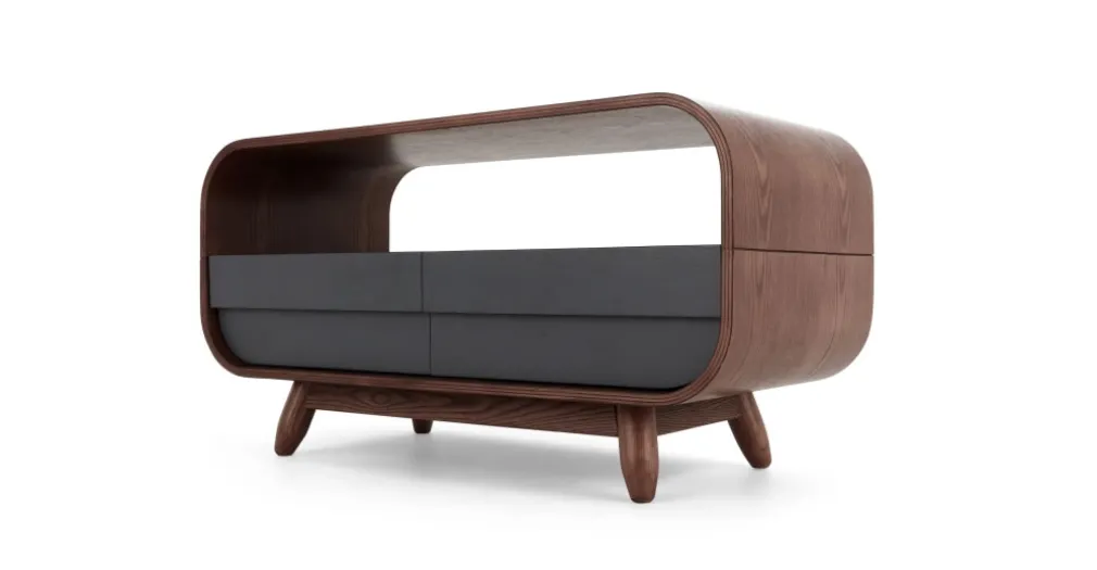 Mueble multimedia compacto Esme – Fresno oscuro y gris