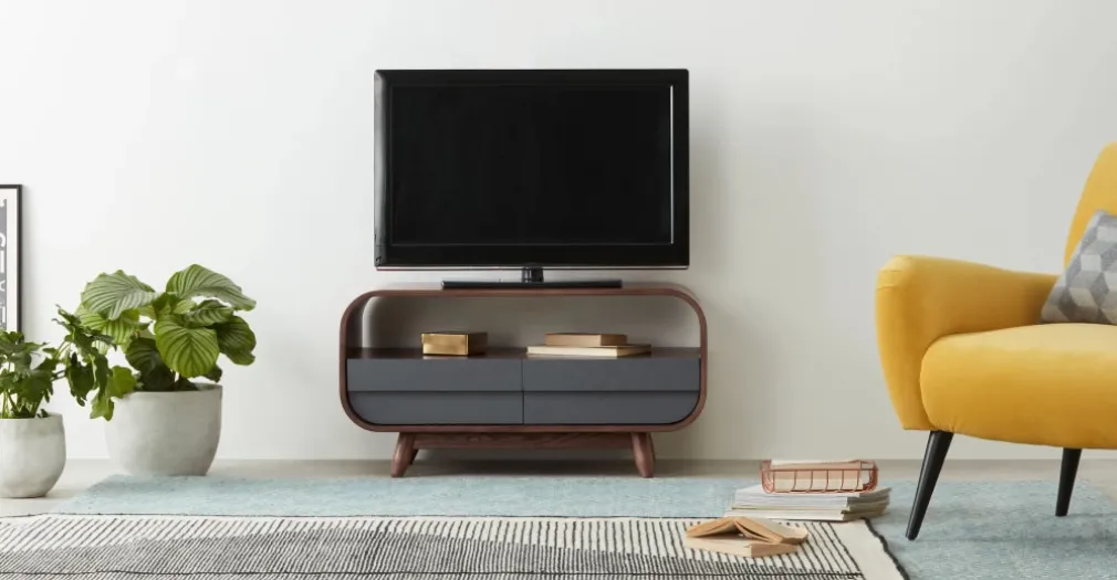 Mueble multimedia compacto Esme – Fresno oscuro y gris