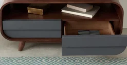 Mueble multimedia compacto Esme – Fresno oscuro y gris