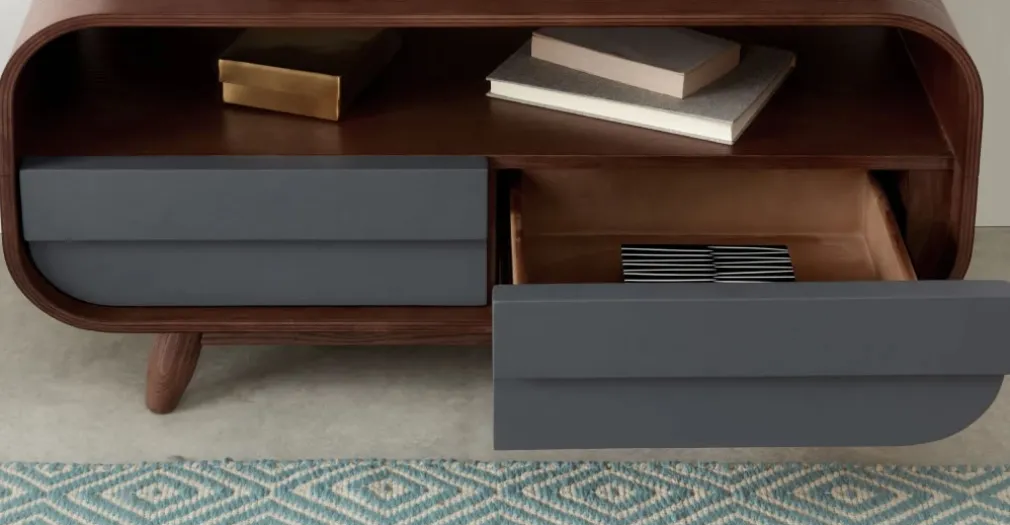 Mueble multimedia compacto Esme – Fresno oscuro y gris