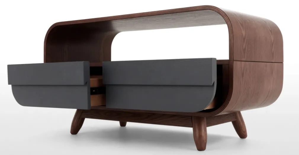 Mueble multimedia compacto Esme – Fresno oscuro y gris