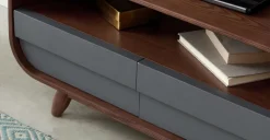 Mueble multimedia compacto Esme – Fresno oscuro y gris