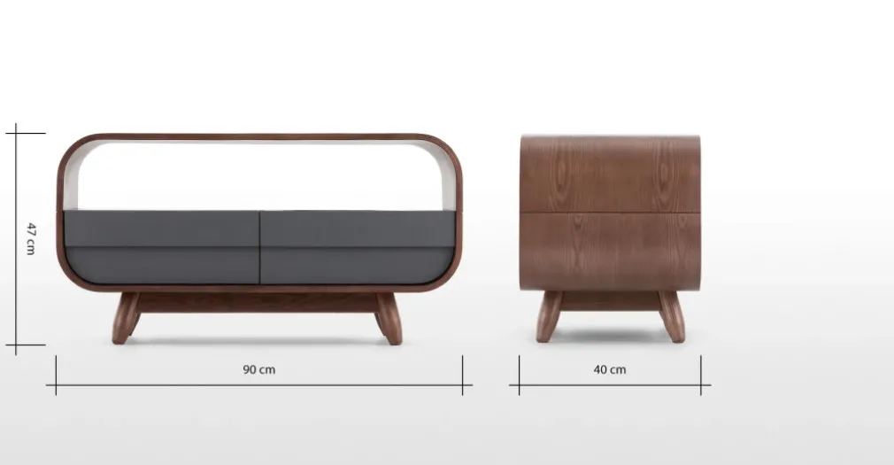 Mueble multimedia compacto Esme – Fresno oscuro y gris