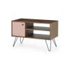 Mueble multimedia Dotty – Roble oscuro y rosa