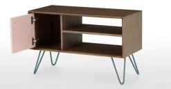 Mueble multimedia Dotty – Roble oscuro y rosa