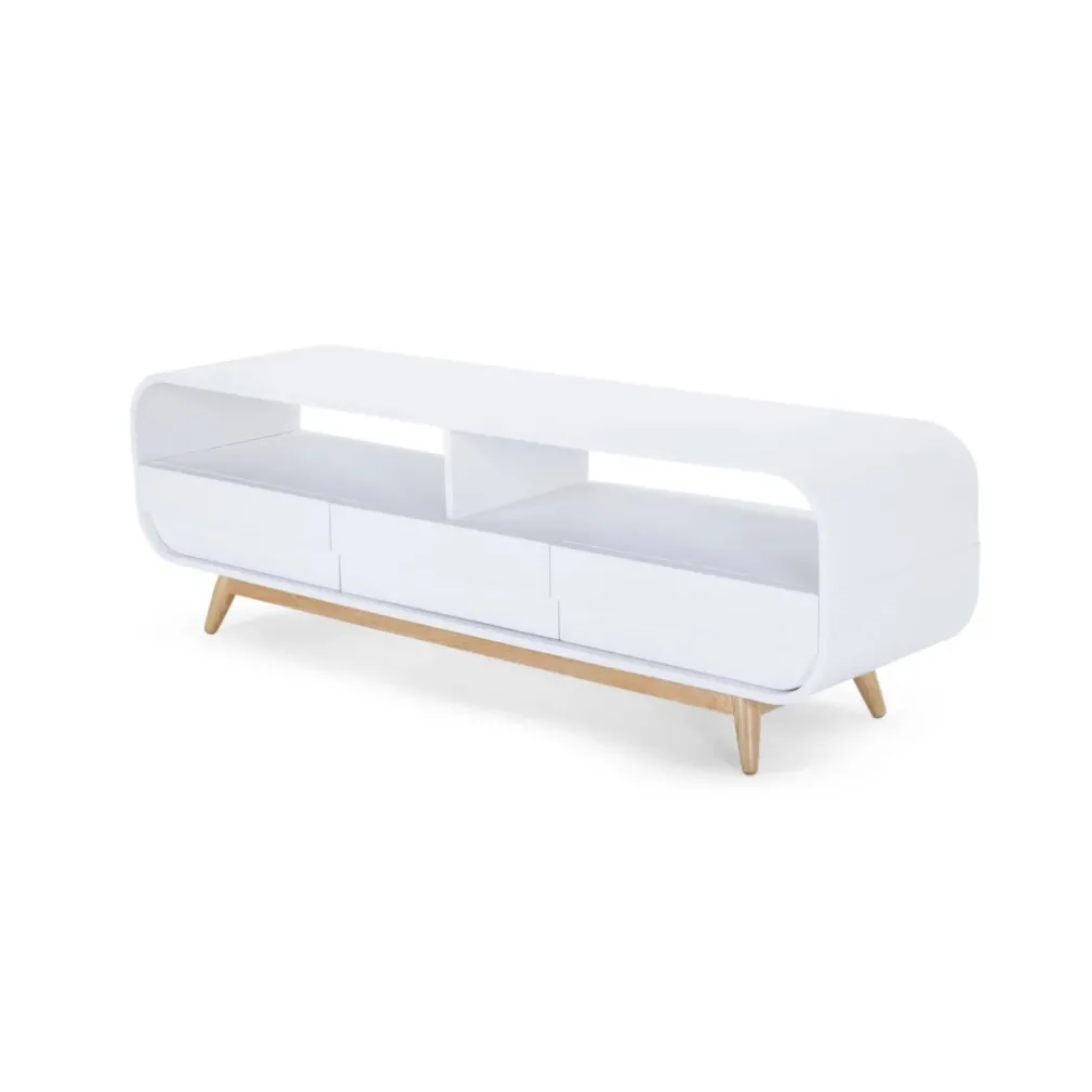 Mueble multimedia Esme – Blanco y fresno