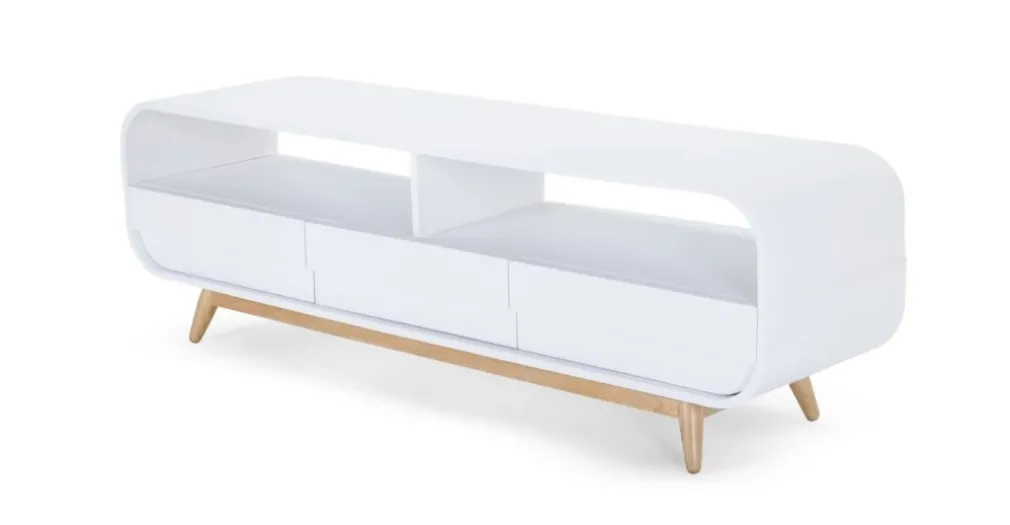 Mueble multimedia Esme – Blanco y fresno