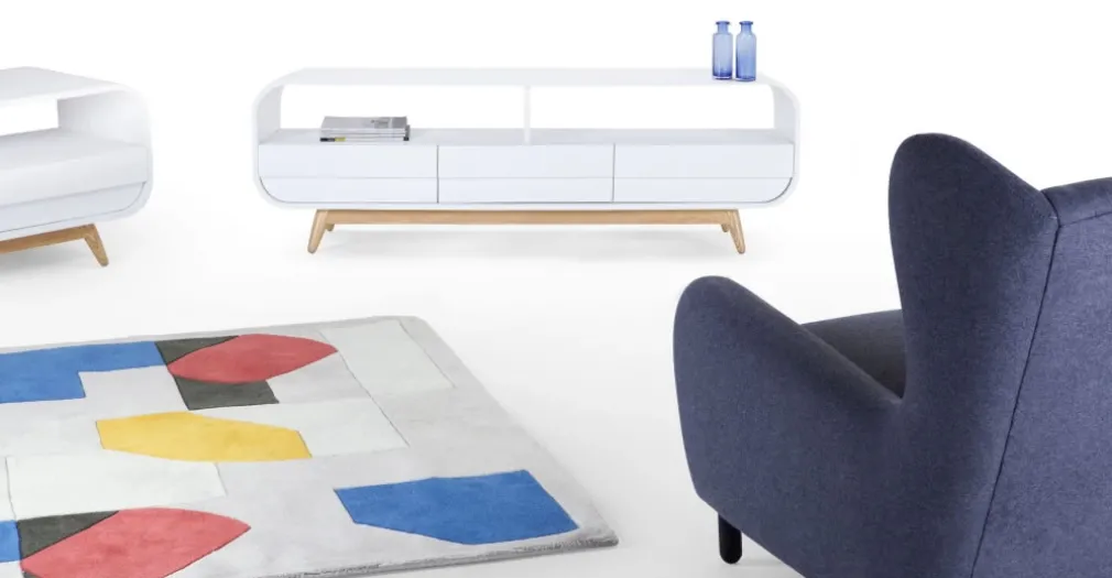 Mueble multimedia Esme – Blanco y fresno