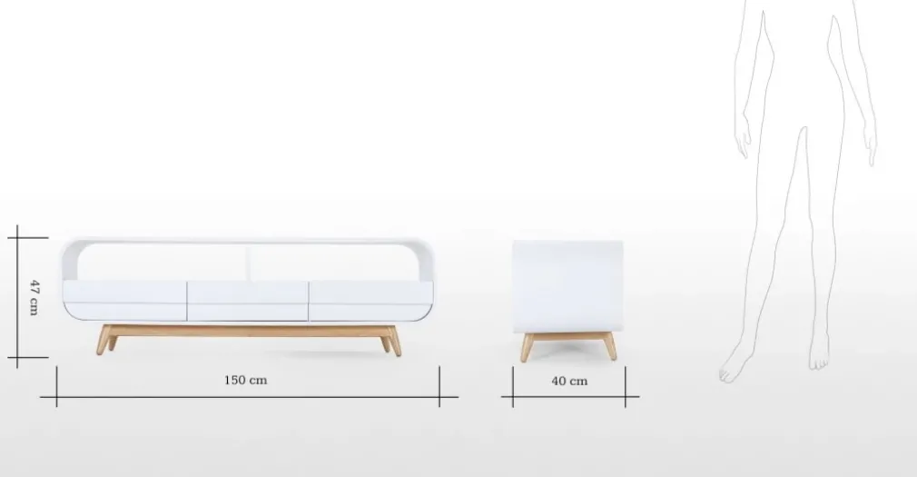 Mueble multimedia Esme – Blanco y fresno