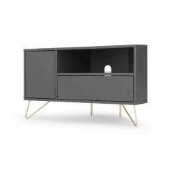 Mueble multimedia esquinero Elona – Gris Carbón