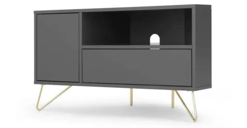 Mueble multimedia esquinero Elona – Gris Carbón