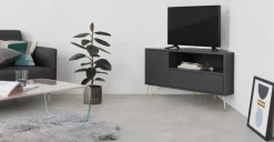 Mueble multimedia esquinero Elona – Gris Carbón