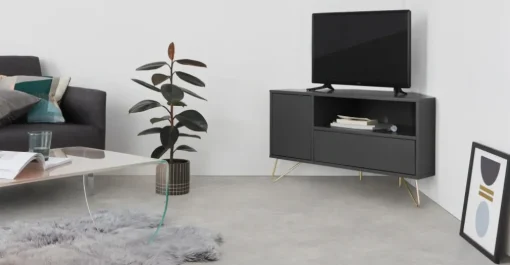 Mueble multimedia esquinero Elona – Gris Carbón