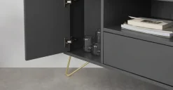 Mueble multimedia esquinero Elona – Gris Carbón