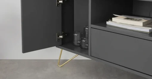 Mueble multimedia esquinero Elona – Gris Carbón