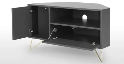 Mueble multimedia esquinero Elona – Gris Carbón
