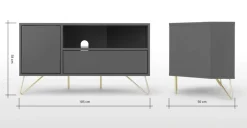 Mueble multimedia esquinero Elona – Gris Carbón