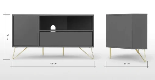 Mueble multimedia esquinero Elona – Gris Carbón