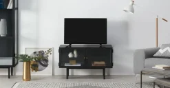 Mueble multimedia Marden – Gris carbón y cristal