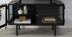 Mueble multimedia Marden – Gris carbón y cristal