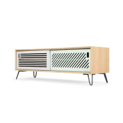 Mueble multimedia Pointillee – Fresno y gris