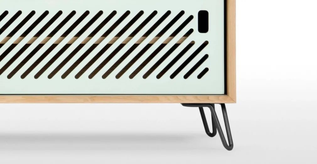 Mueble multimedia Pointillee – Fresno y gris