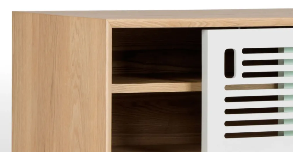 Mueble multimedia Pointillee – Fresno y gris