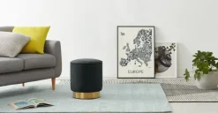 Puf con Base de Acero Inoxidable Hetherington – Gris Medianoche